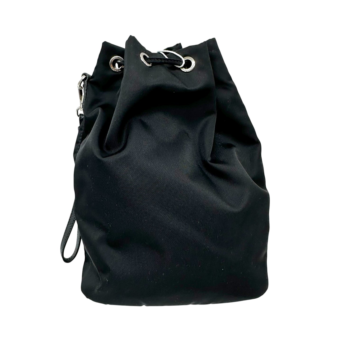 Prada Black Nylon Drawstring Wristlet Clutch Bag