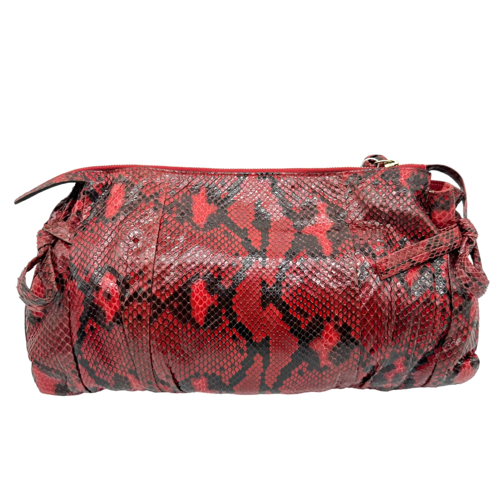 Gucci Python Hysteria Clutch Bag Red Black