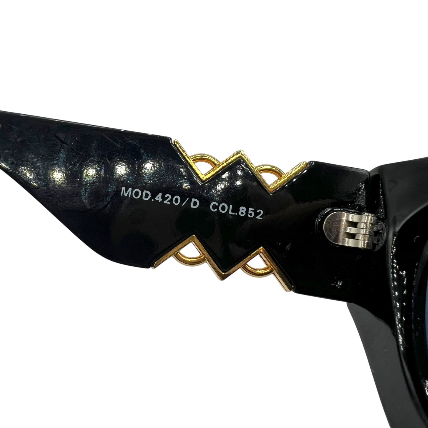 Gianni Versace 420/D Black & Gold Medusa Side Oversized Sunglasses w/ Case