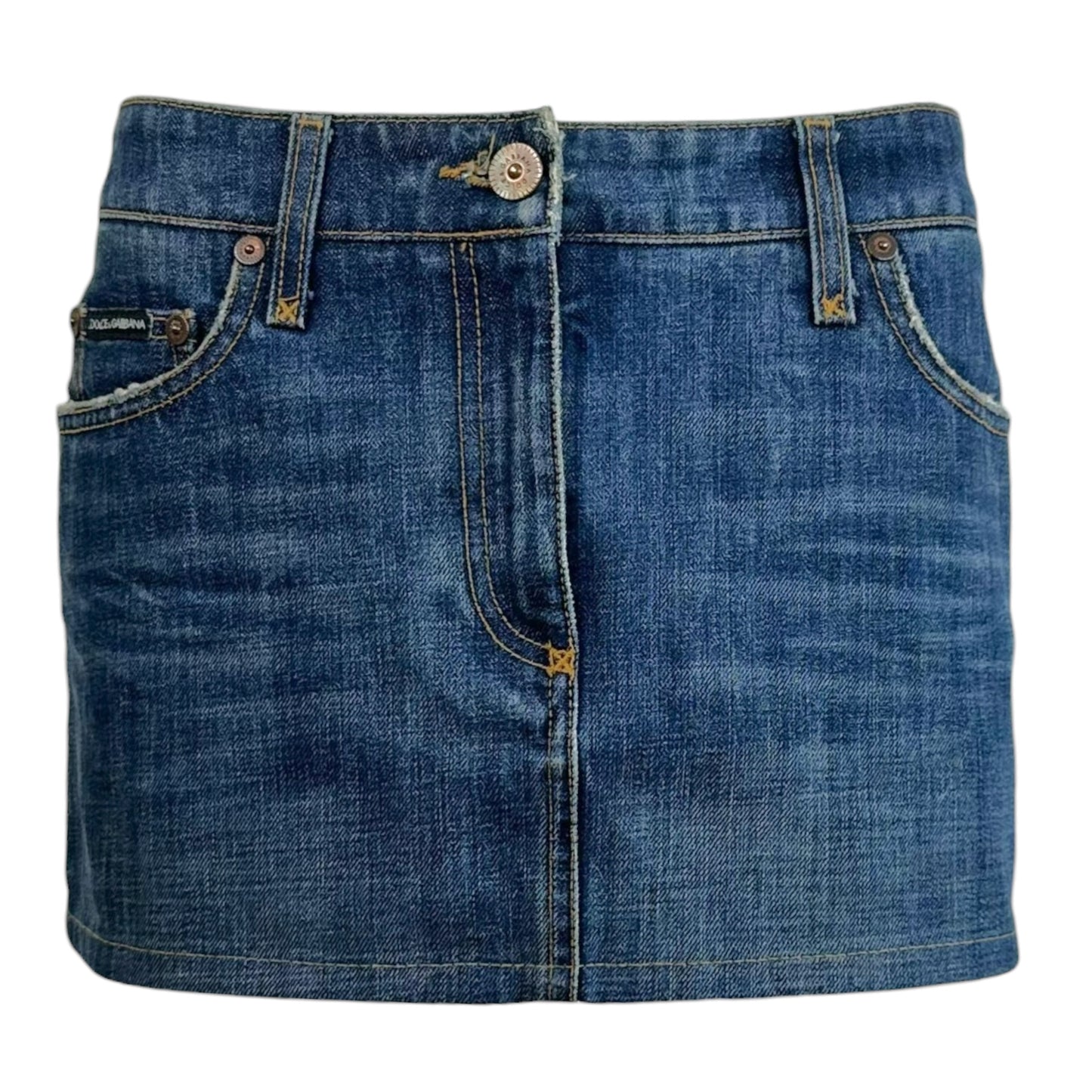 Dolce & Gabbana Mini Denim Skirt Blue Wash Italia Patch