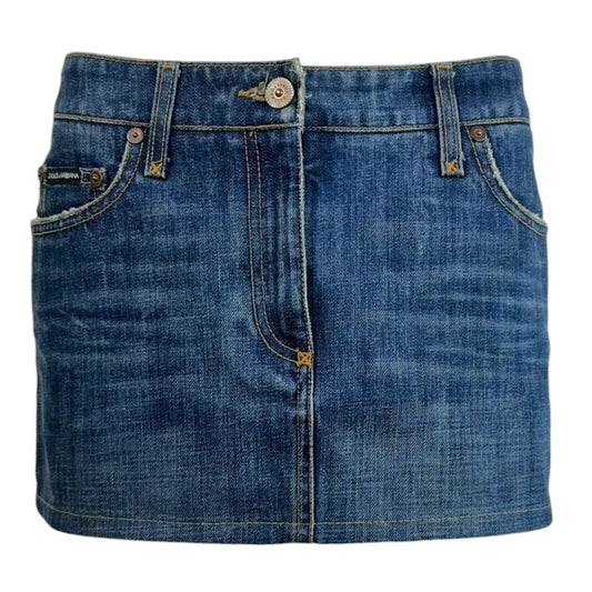 Dolce & Gabbana Mini Denim Skirt Blue Wash Italia Patch