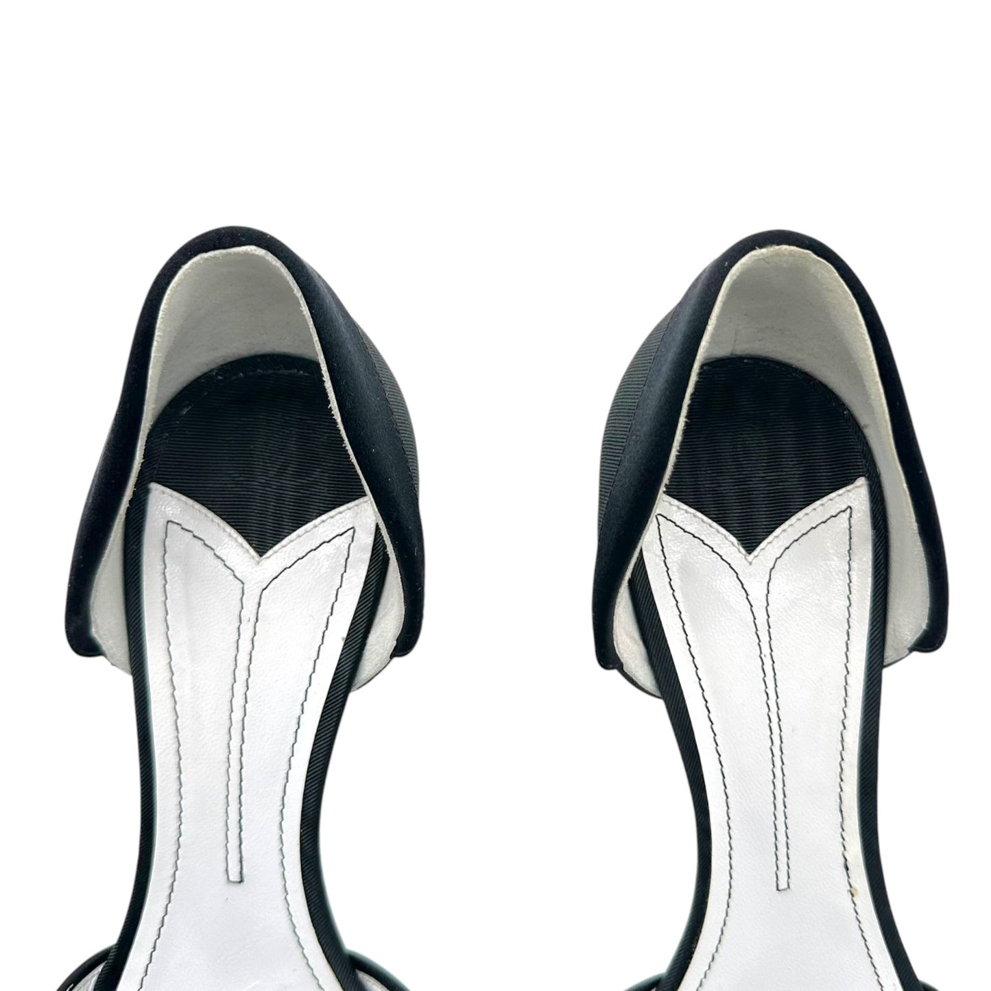 Chanel Tuxedo Black Silk Slingback Heels