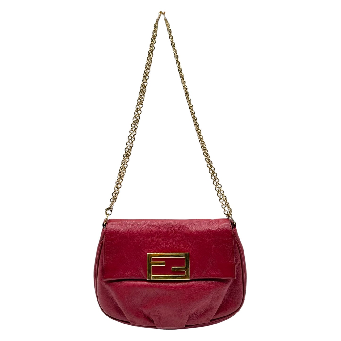 Fendi Gold & Burgundy Leather Crossbody Bag