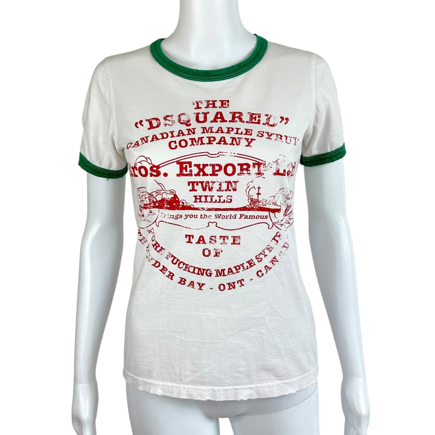 Dsquared2 Logo T-Shirt Red White Green Cotton Crew Neck