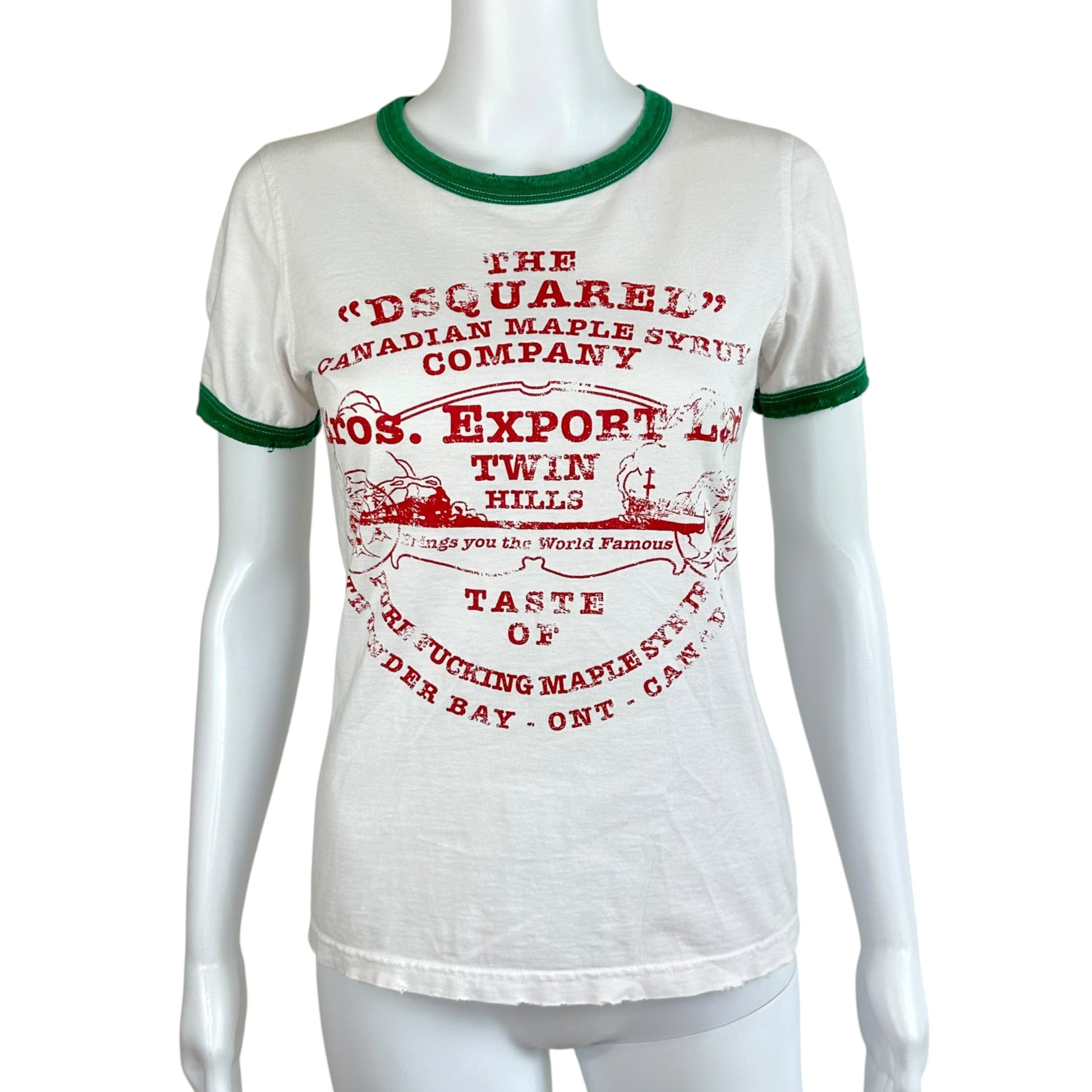 Dsquared2 Logo T-Shirt Red White Green Cotton Crew Neck