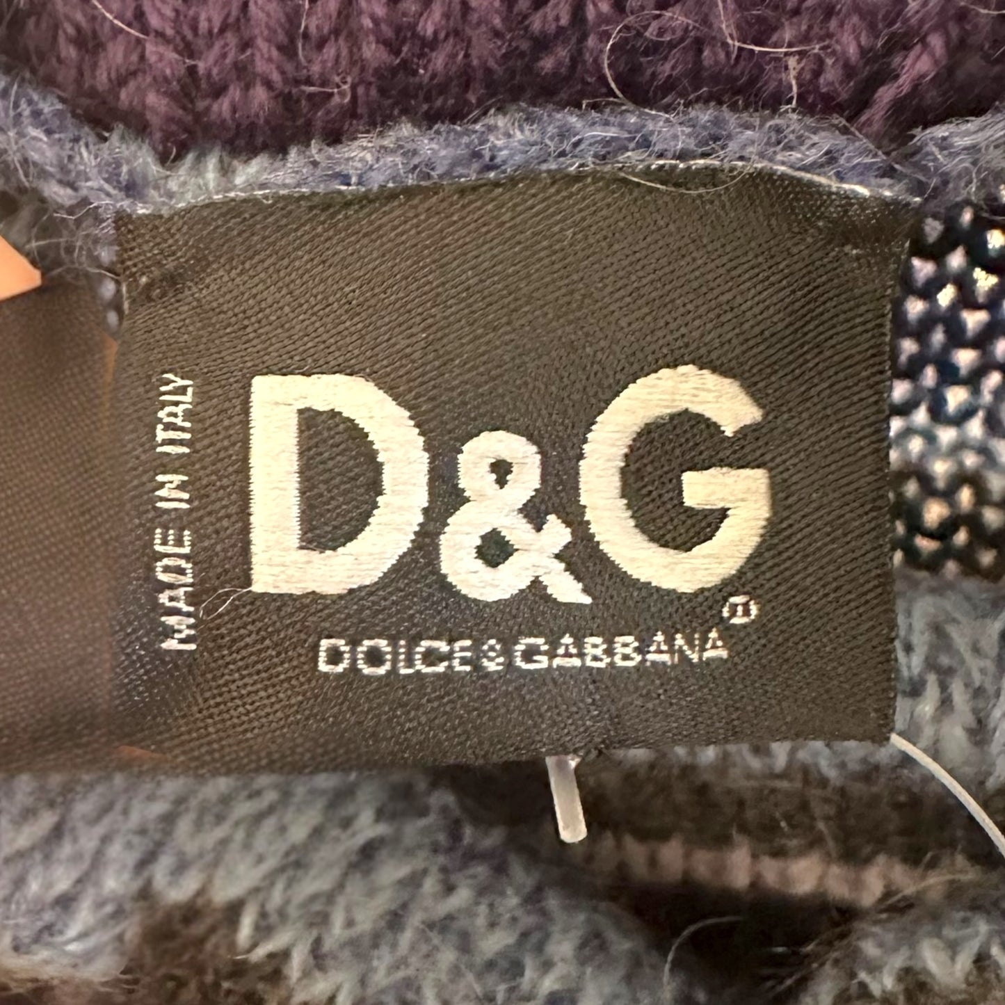 D&G Dolce & Gabbana Blue Striped Off Shoulder Knit Sweater