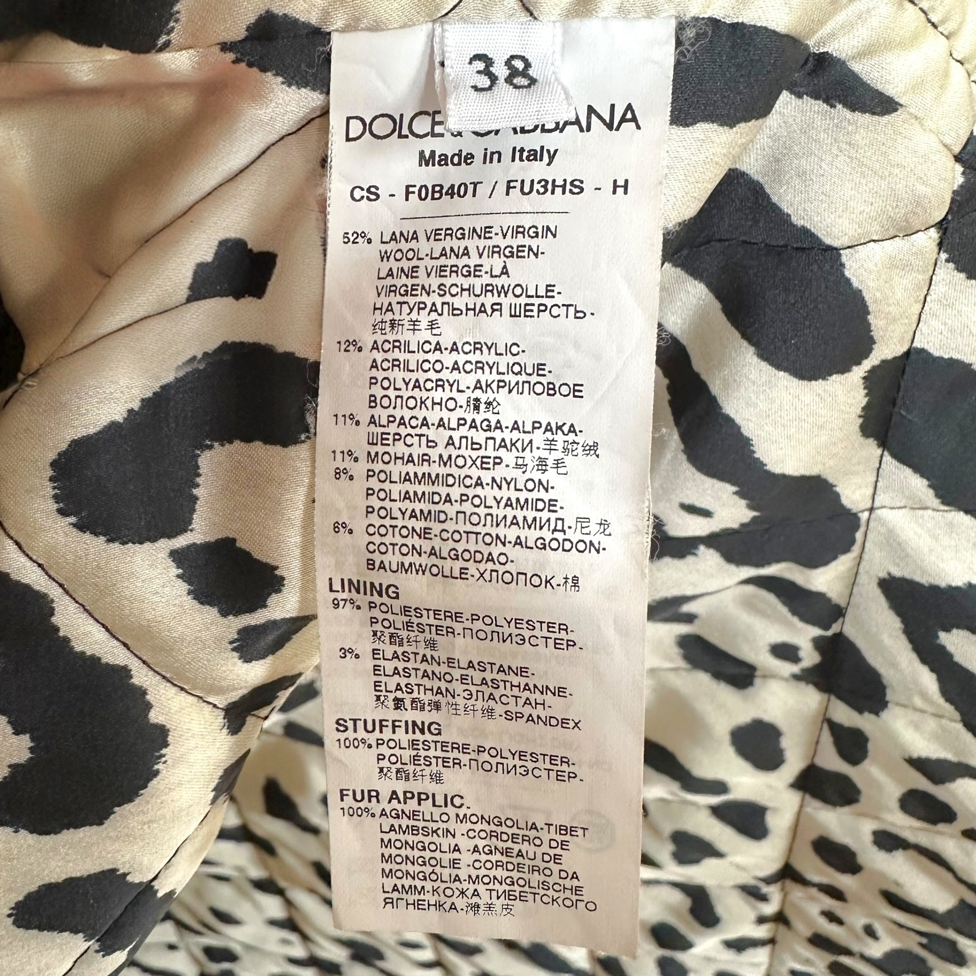 Dolce & Gabbana Black Tweed Coat Mongolian Lamb Fur Collar