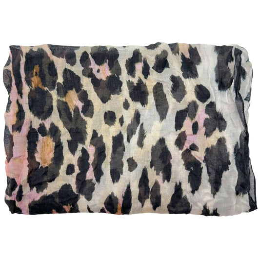 Roberto Cavalli Semi-Sheer Pink Leopard Print Stole Scarf