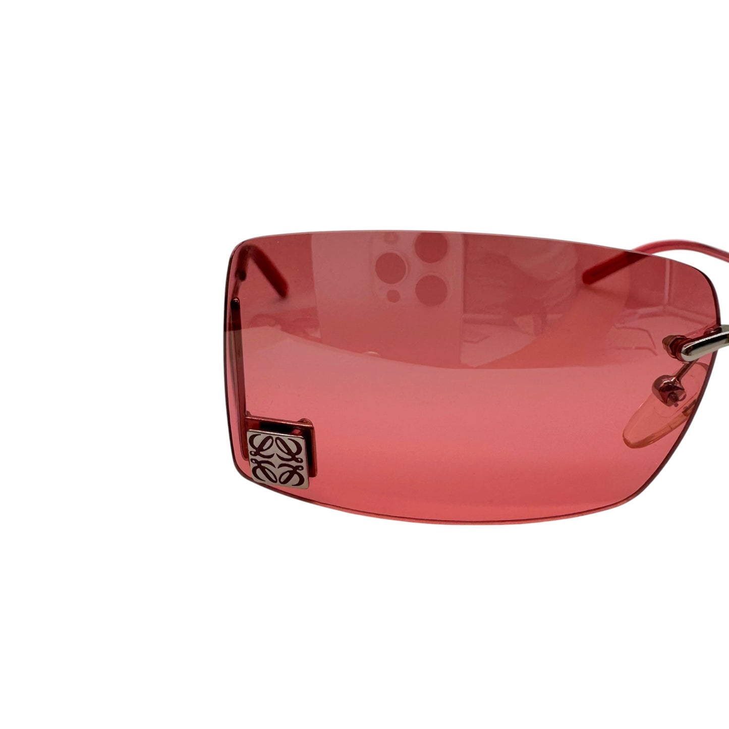 Loewe Red Rimless Logo Lens Rectangle SLW103 Sunglasses w/ Case & Box