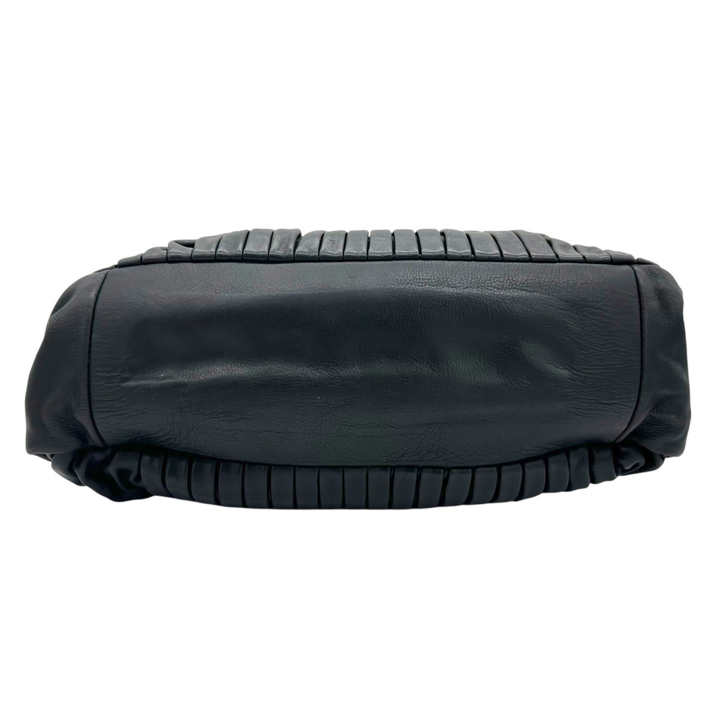 Miu Miu Black Pleathed Leather & Gold Studded 2-Way Bag - Outfit Repeater