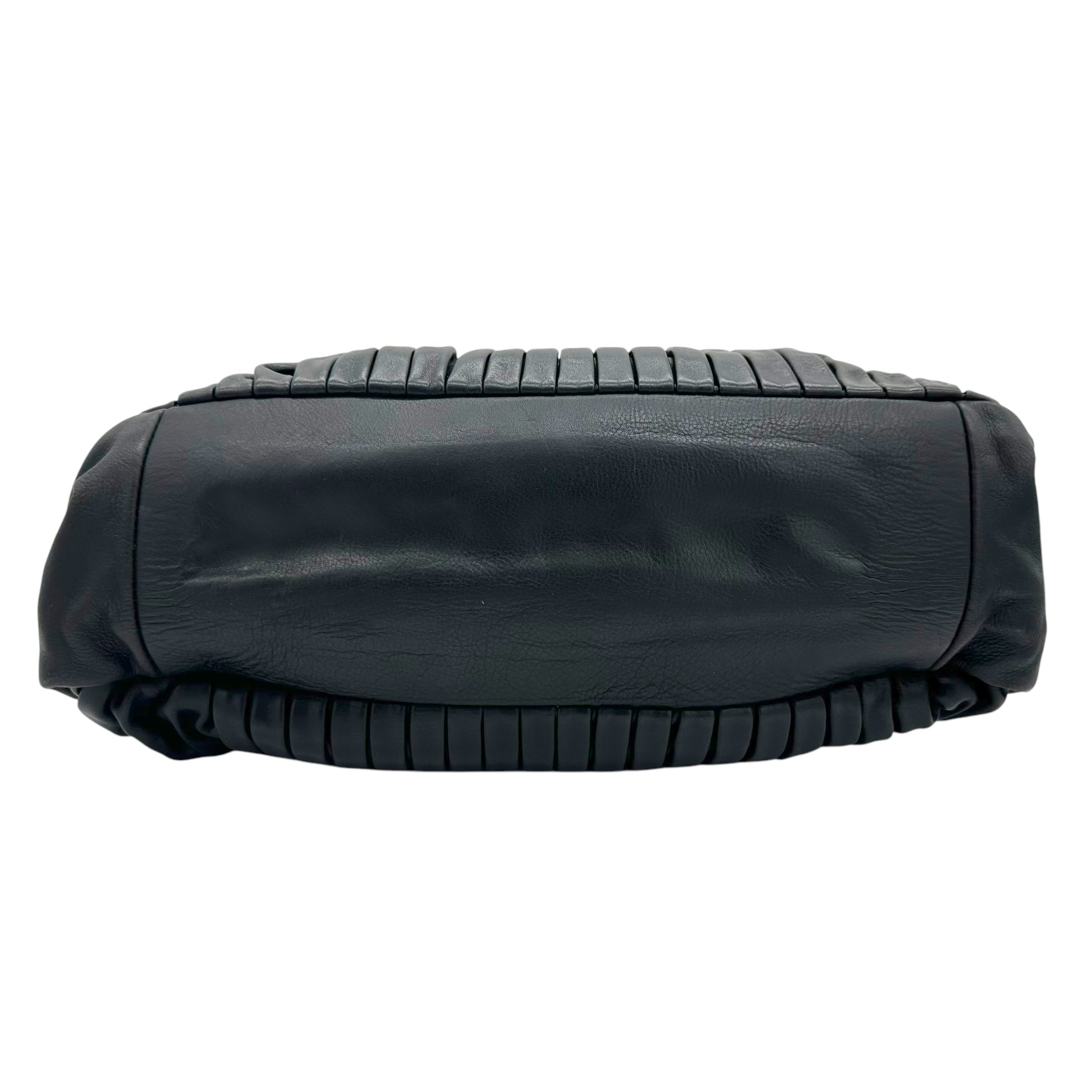 Miu Miu Black Pleathed Leather & Gold Studded 2-Way Bag - Outfit Repeater