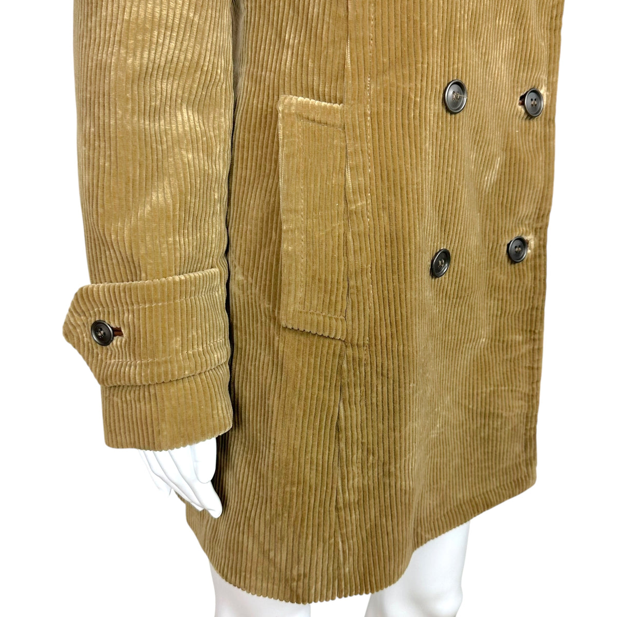 Dolce & Gabbana Brown Corduroy Coat With Lamb Fur Collar