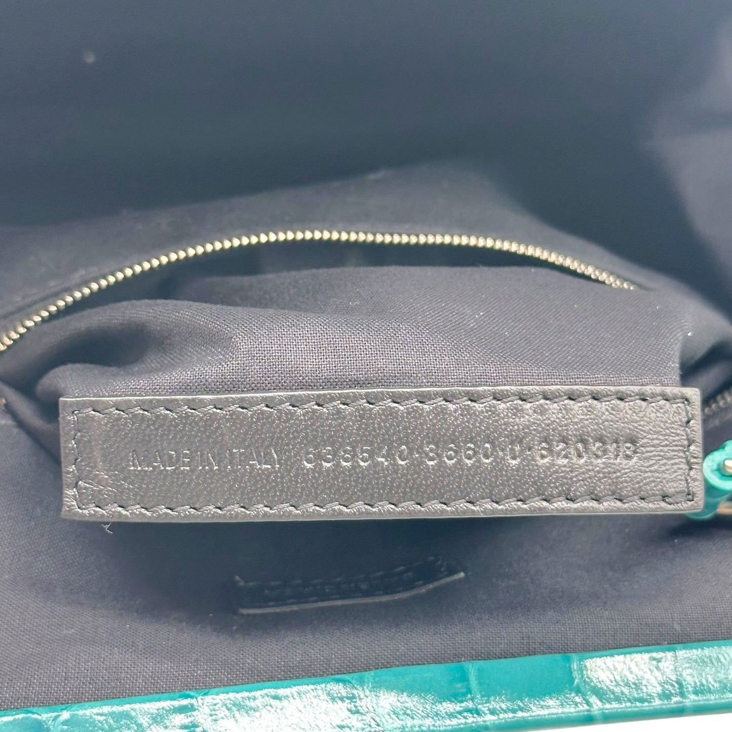 Balenciaga Turquoise Blue Croc Embossed Kisslock Shoulder Bag