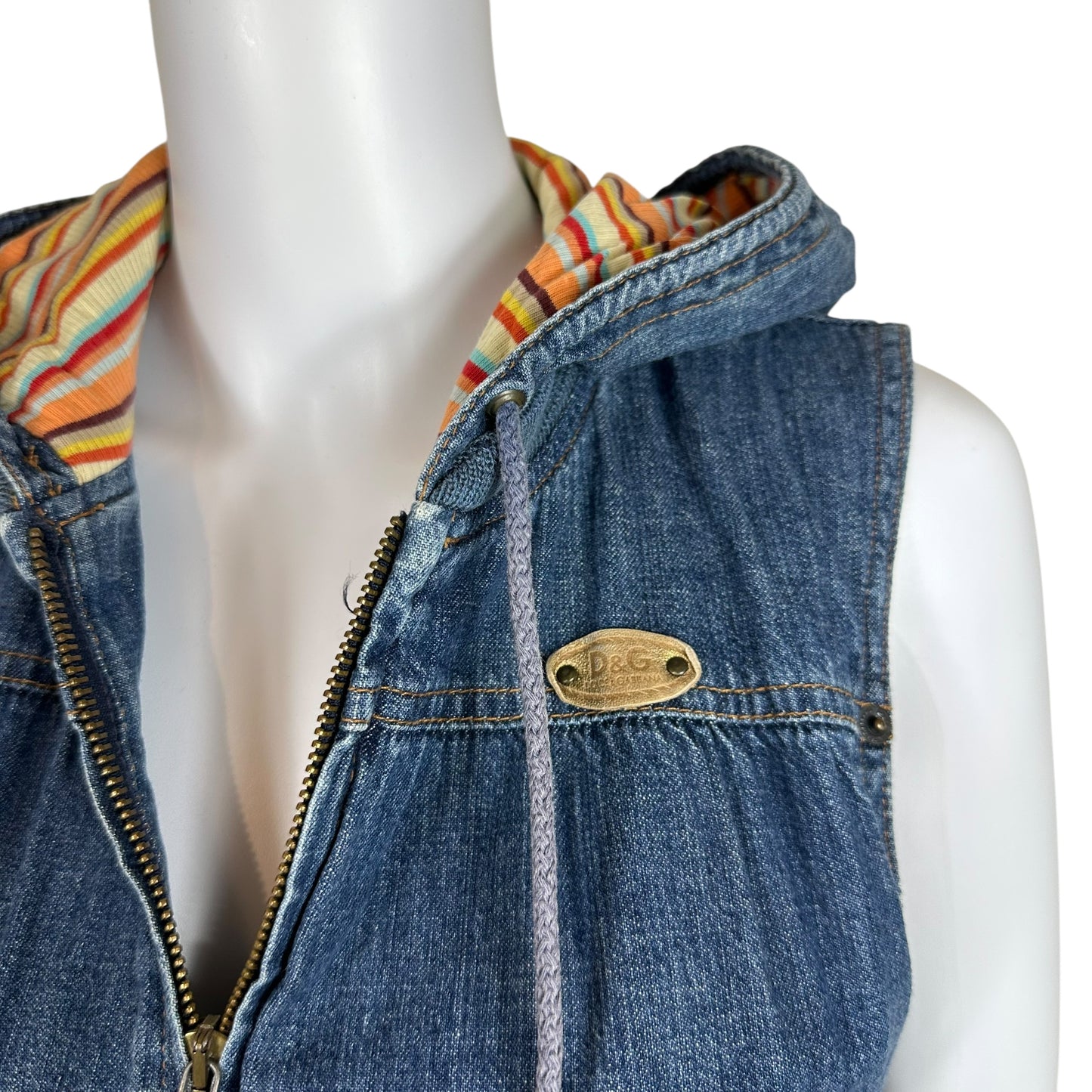 D&G Dolce & Gabbana Hooded Sleeveless Denim Vest - Outfit Repeater