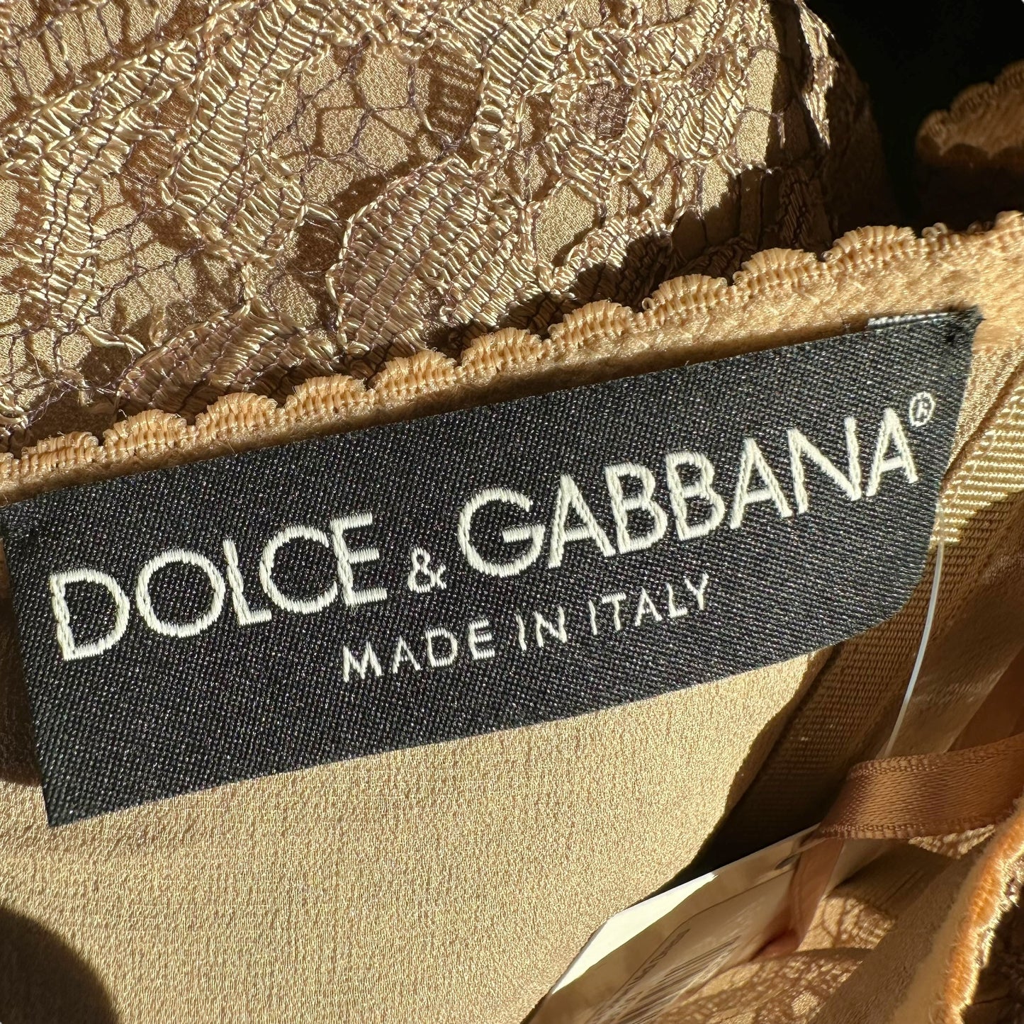 Dolce & Gabbana Tan Lace Corset Midi Dress - Outfit Repeater