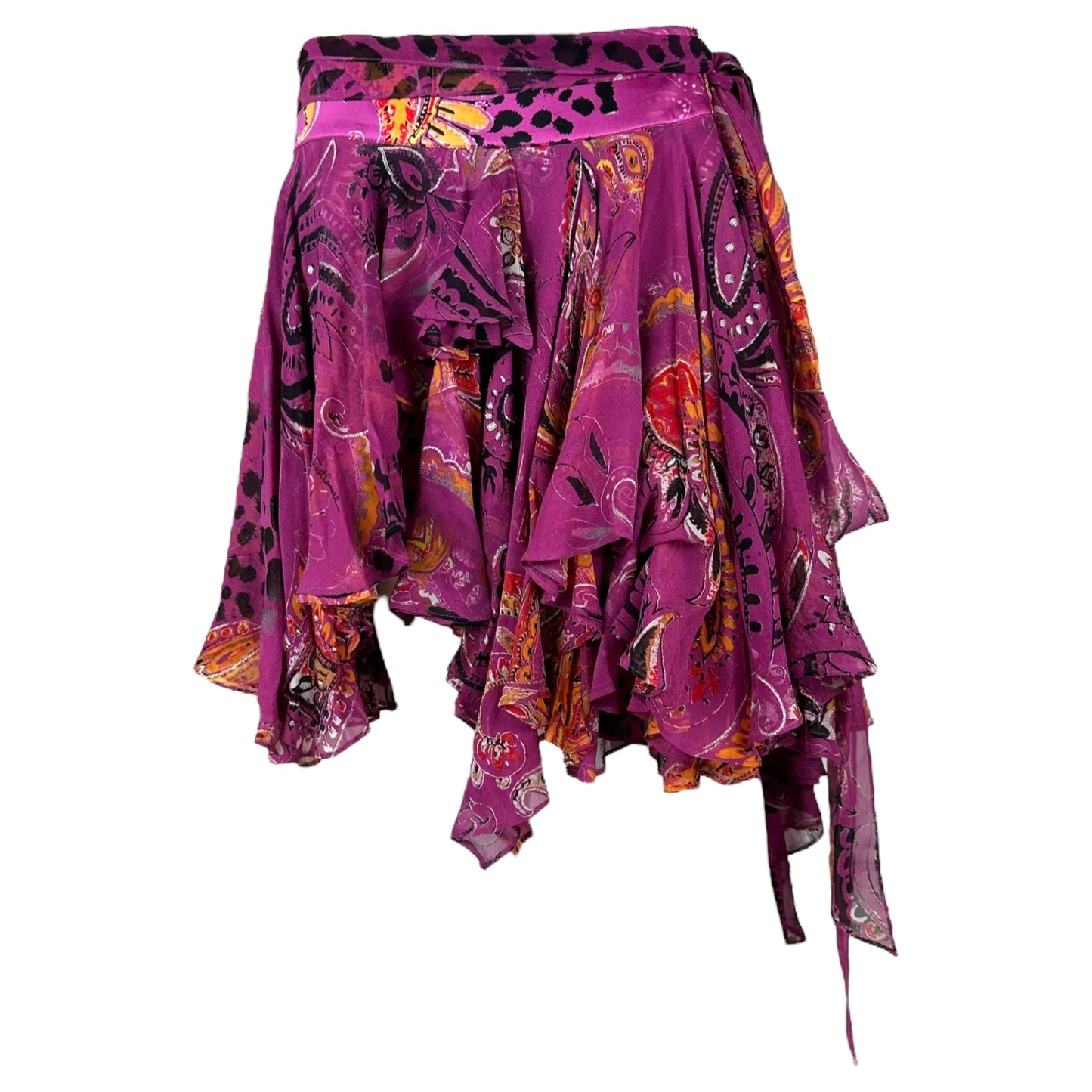 Just Cavalli Roberto Cavalli Pink Leopard Print Wrap Mini Skirt