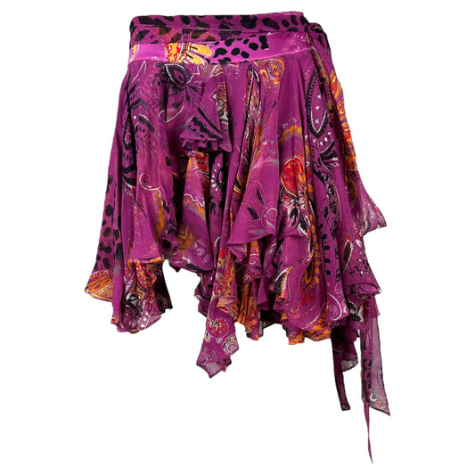 Just Cavalli Roberto Cavalli Pink Leopard Print Wrap Mini Skirt