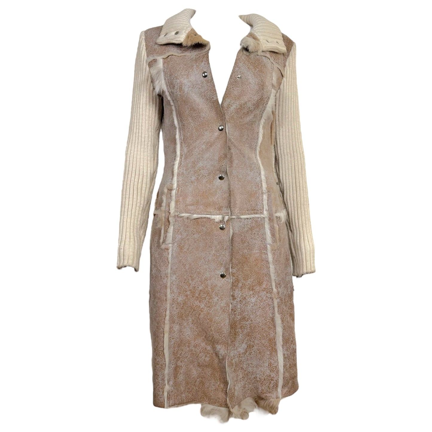 D&G Dolce & Gabbana Ivory Shearling & Wool Knit Jacket - Outfit Repeater