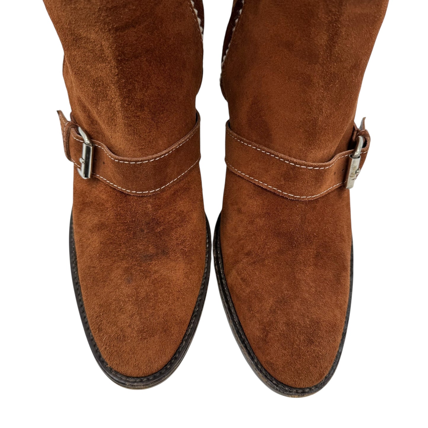 Dsquared2 Runway Suede Embroidered Thigh High Heeled Boots - Outfit Repeater