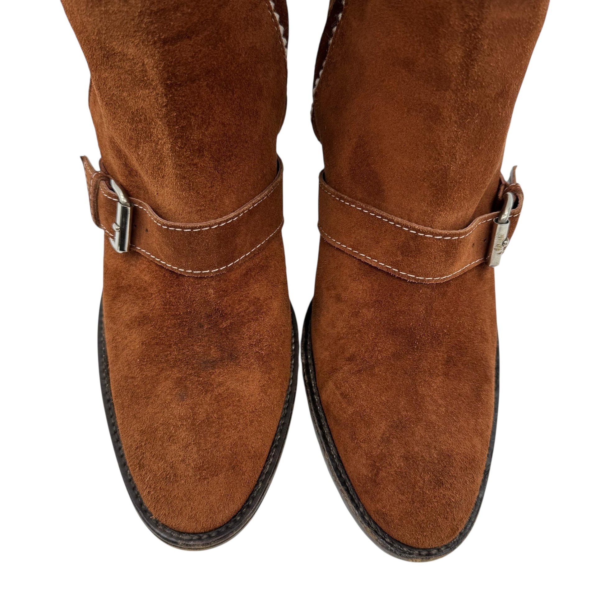 Dsquared2 Runway Suede Embroidered Thigh High Heeled Boots - Outfit Repeater