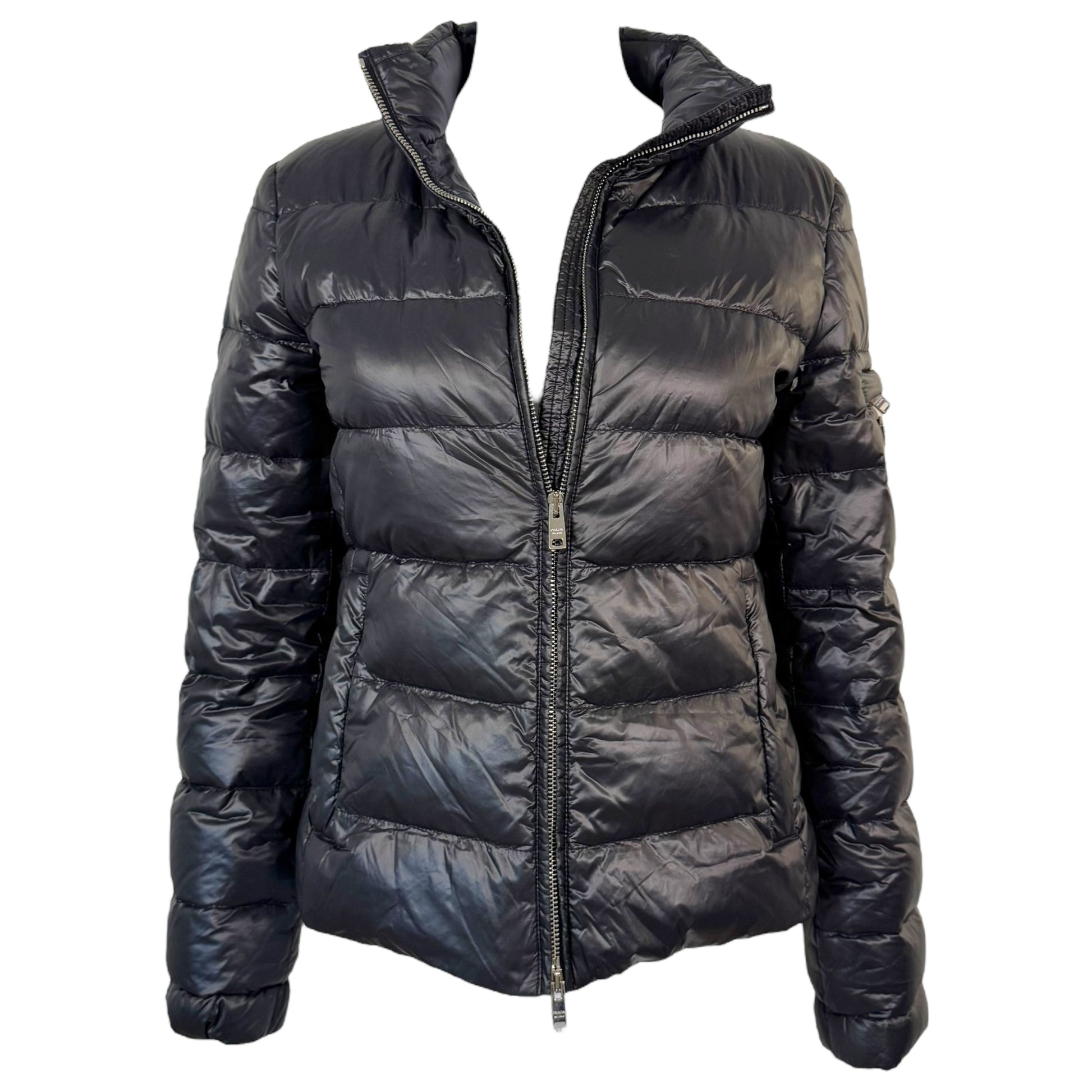 Prada Black Down Fill Quilted Puffer Coat