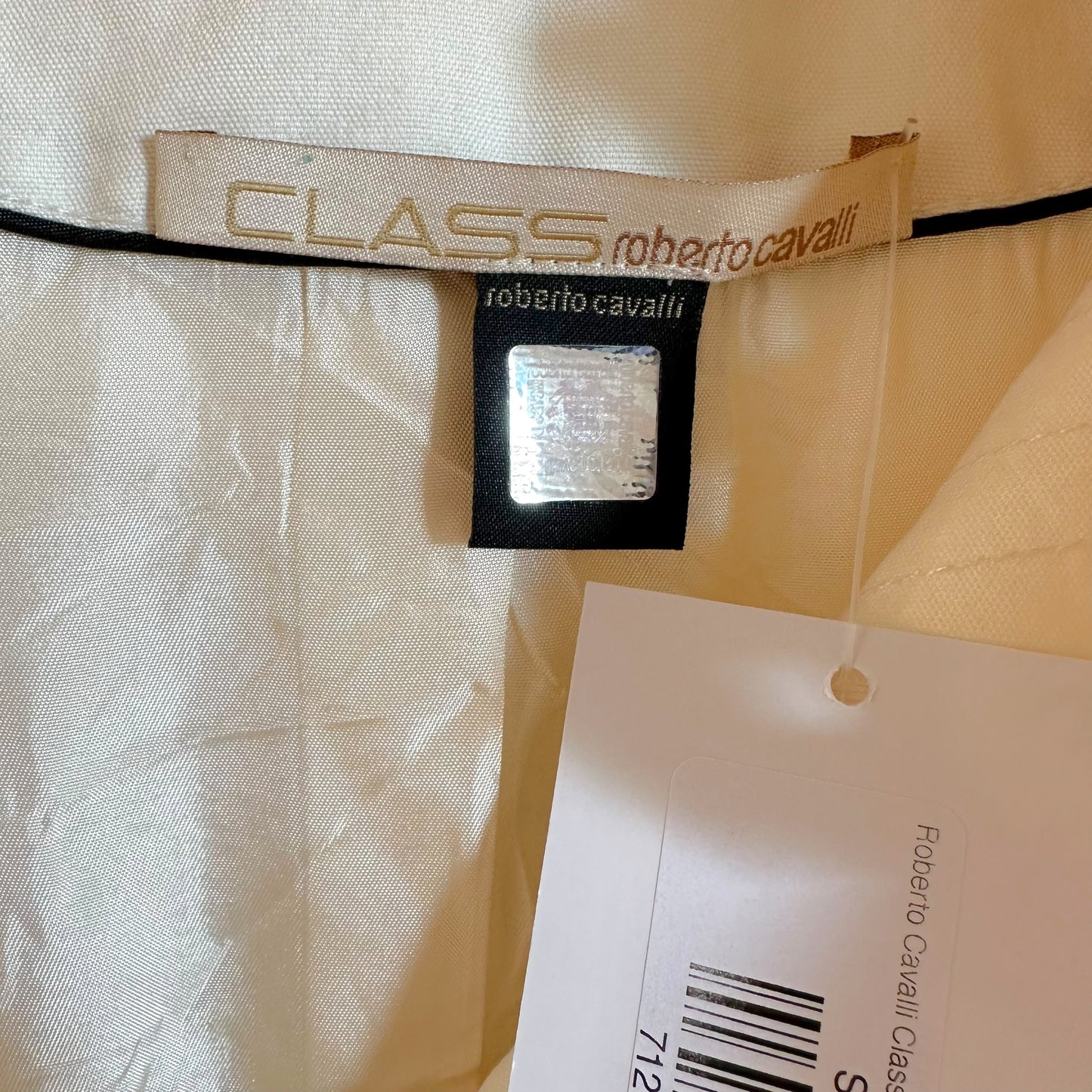 Roberto Cavalli Class White & Silver Beaded Trench Coat