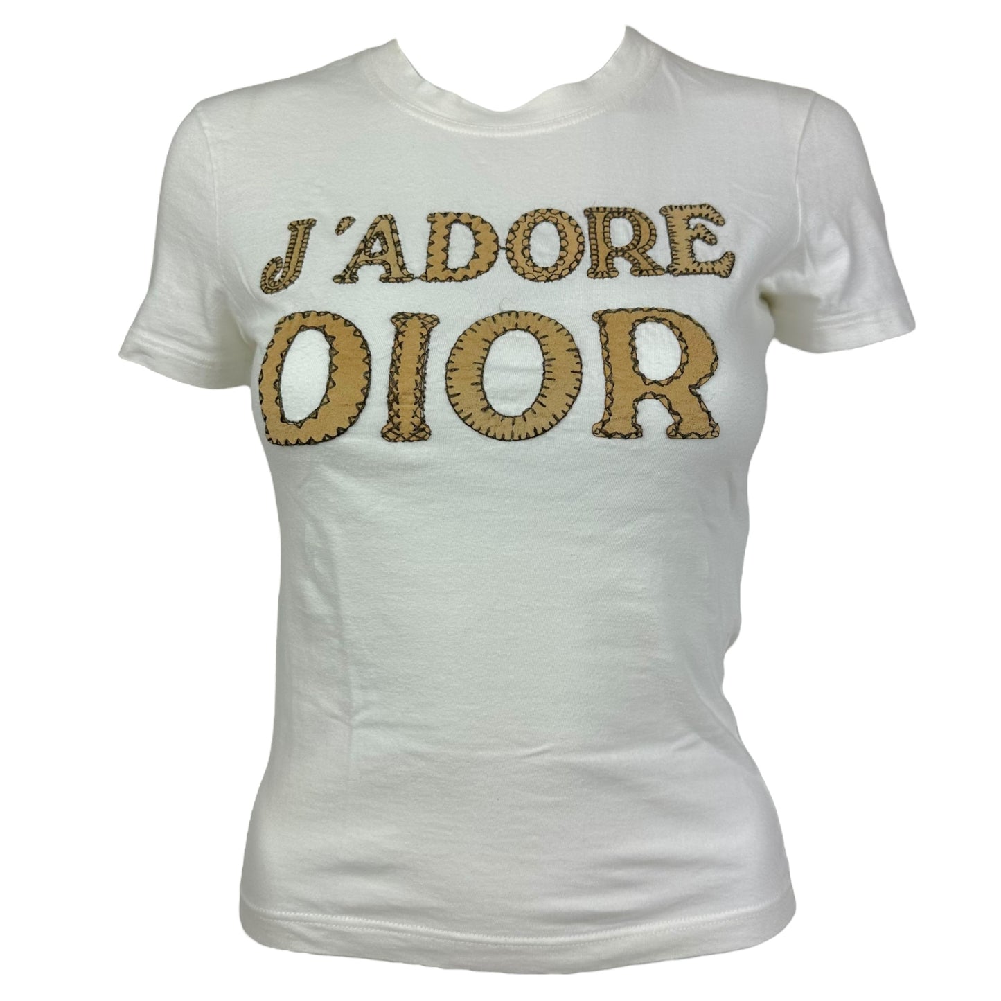 Christian Dior S/S 2003 Embroidered Suede J'Adore Dior T-Shirt - Outfit Repeater