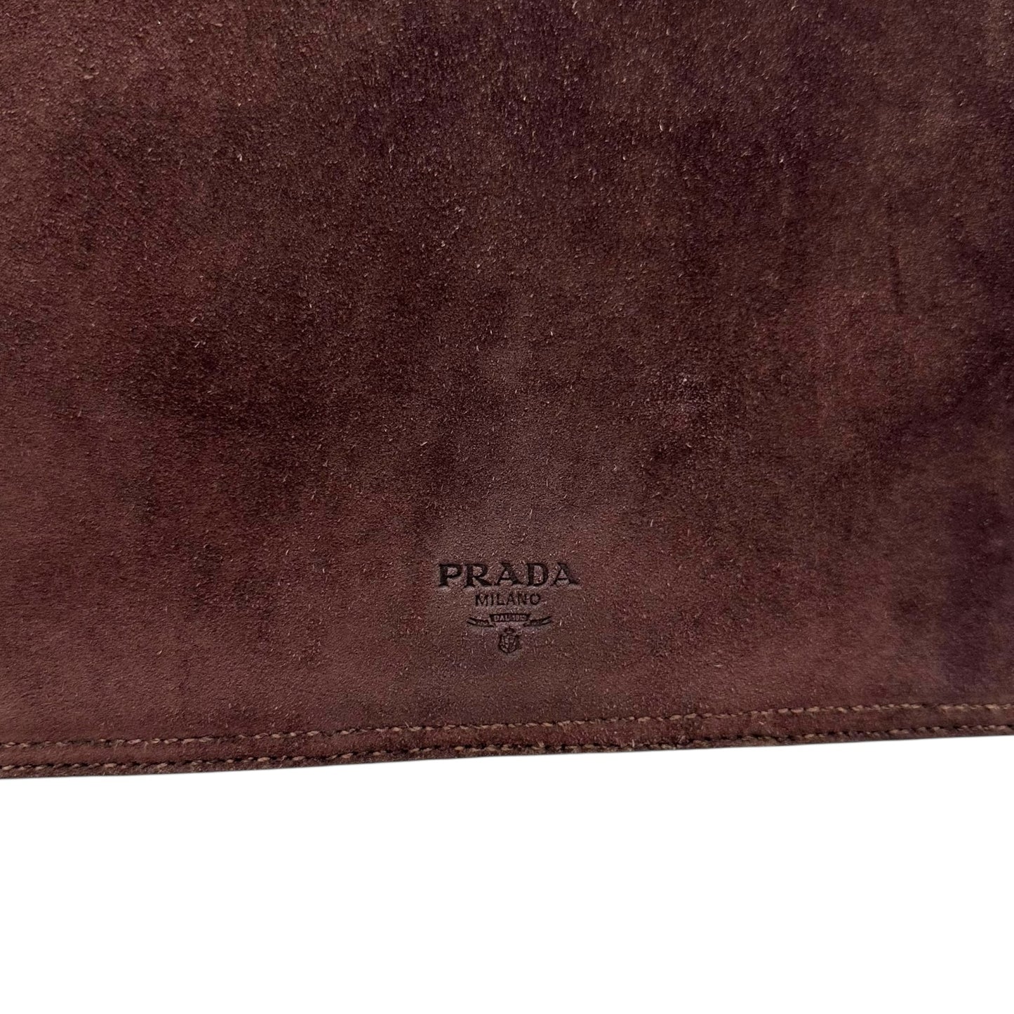 Prada Brown Suede & Leather Clutch Bag