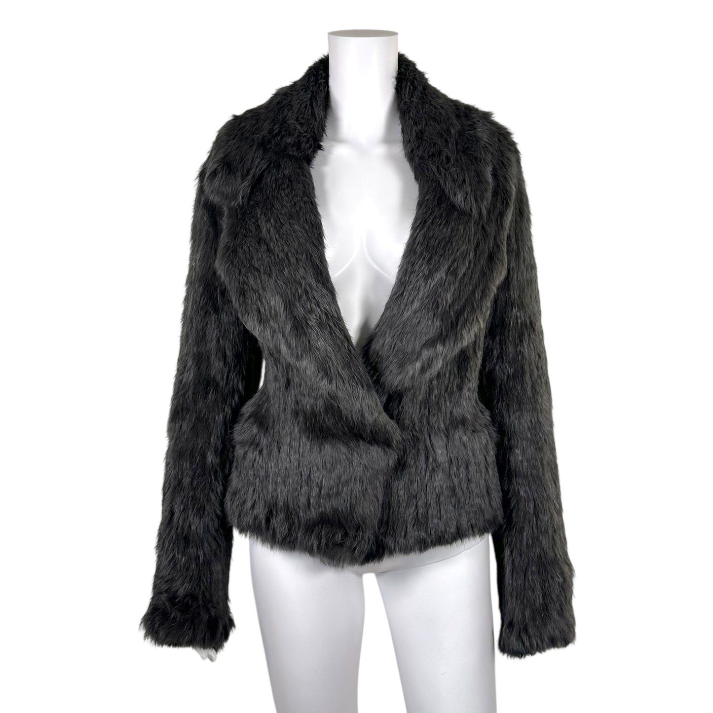 Sonia Rykiel Gray Rabbit Fur Cardigan Jacket
