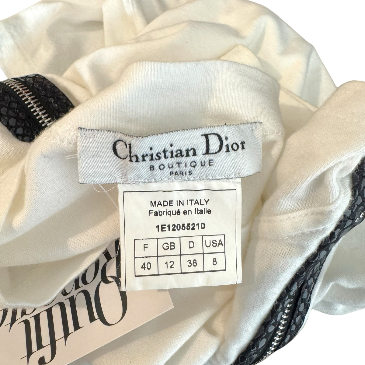 Christian Dior Black White Snakeskin Zippered T-Shirt