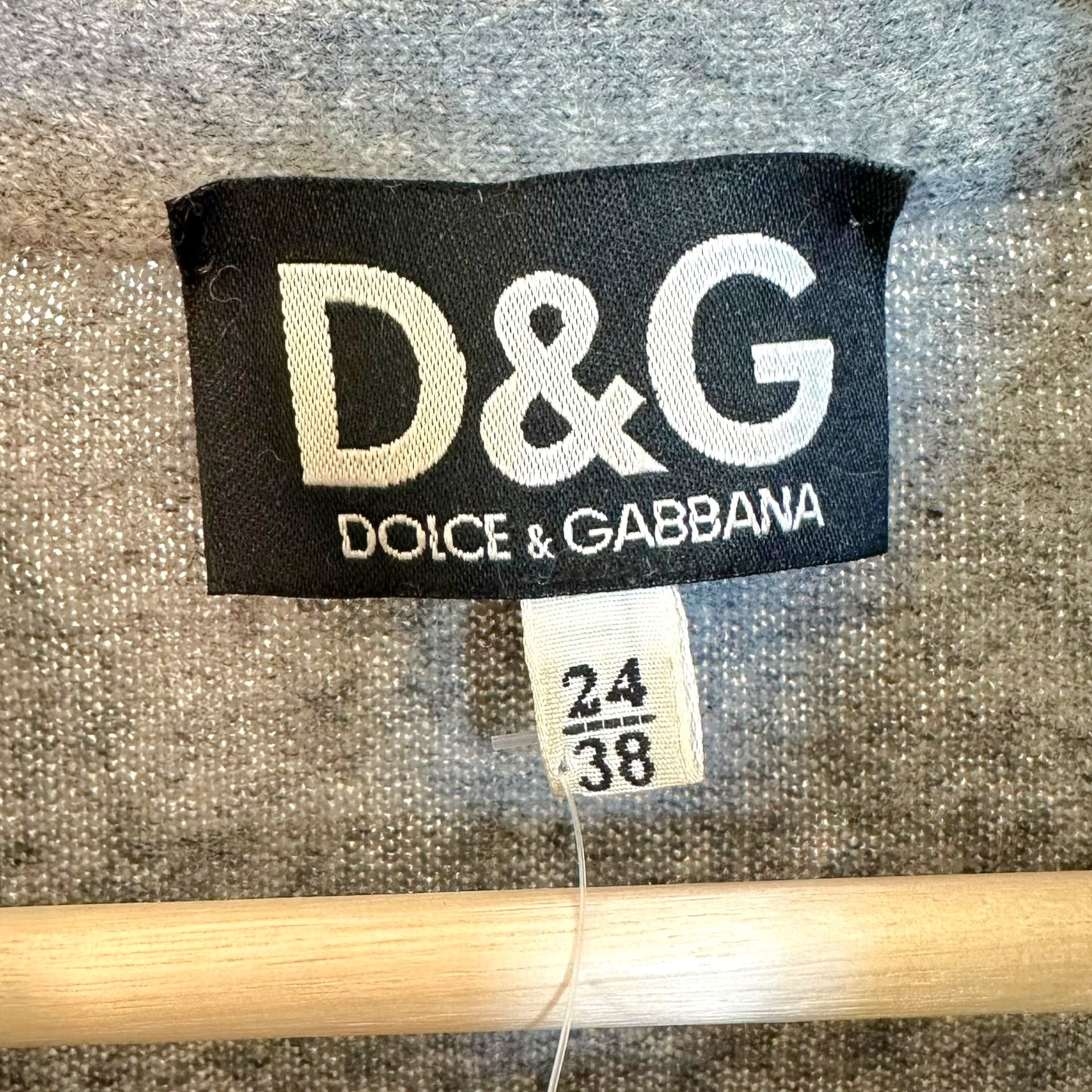 D&G Dolce & Gabbana 90's Gray Knit Button Up Logo Top