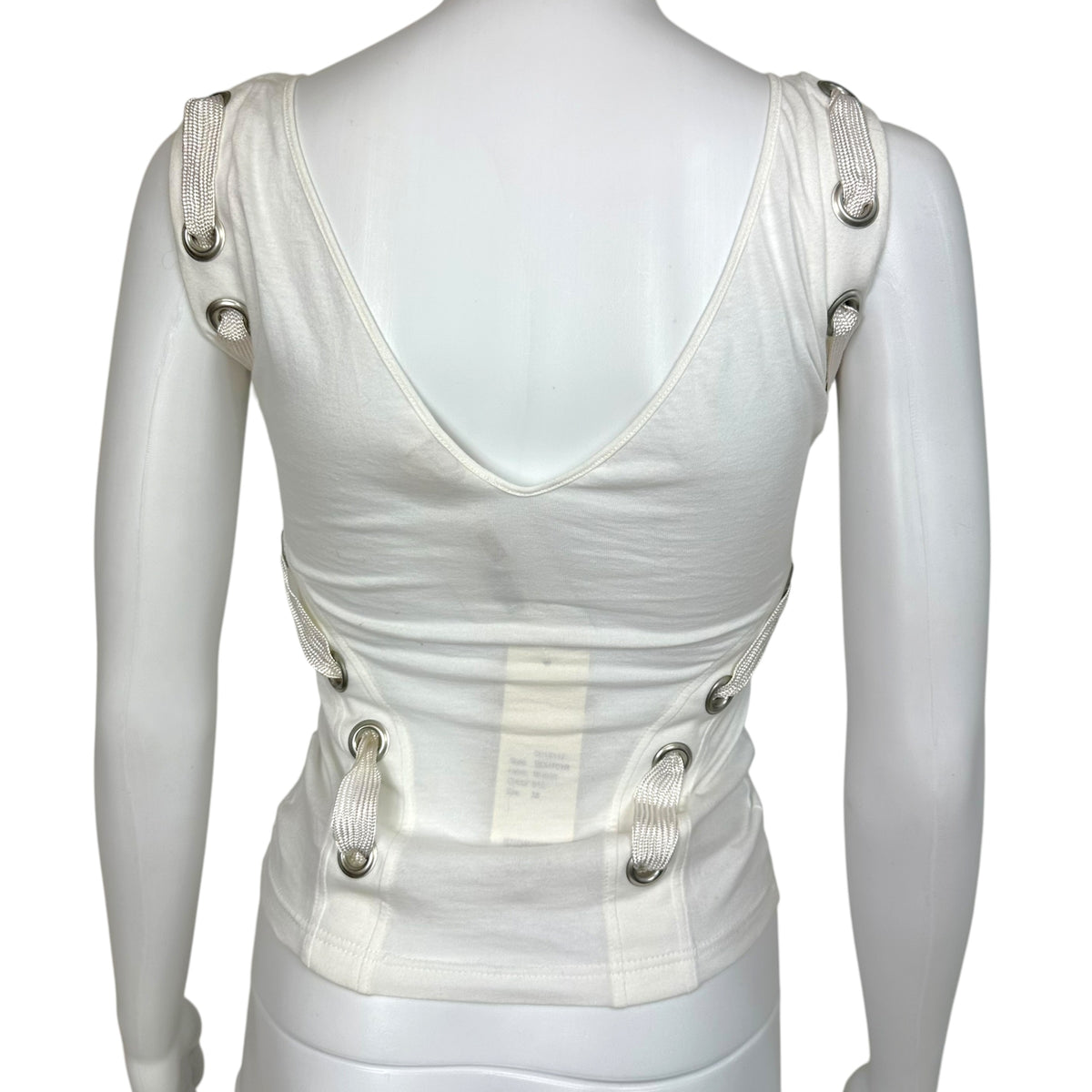 Antonio Berardi White Eyelet Embellished Low-Back Tank NEW