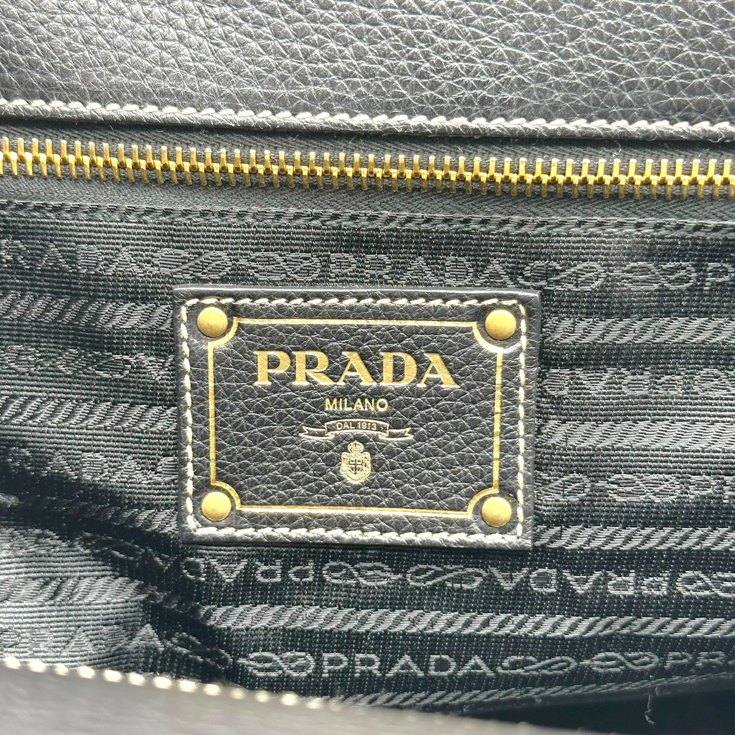 Prada Navy Blue Raffia Rivet Studded Doctors Handbag