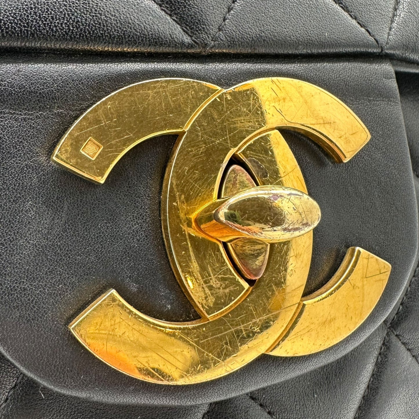 Chanel 90's Black Lambskin Maxi Flap Bag