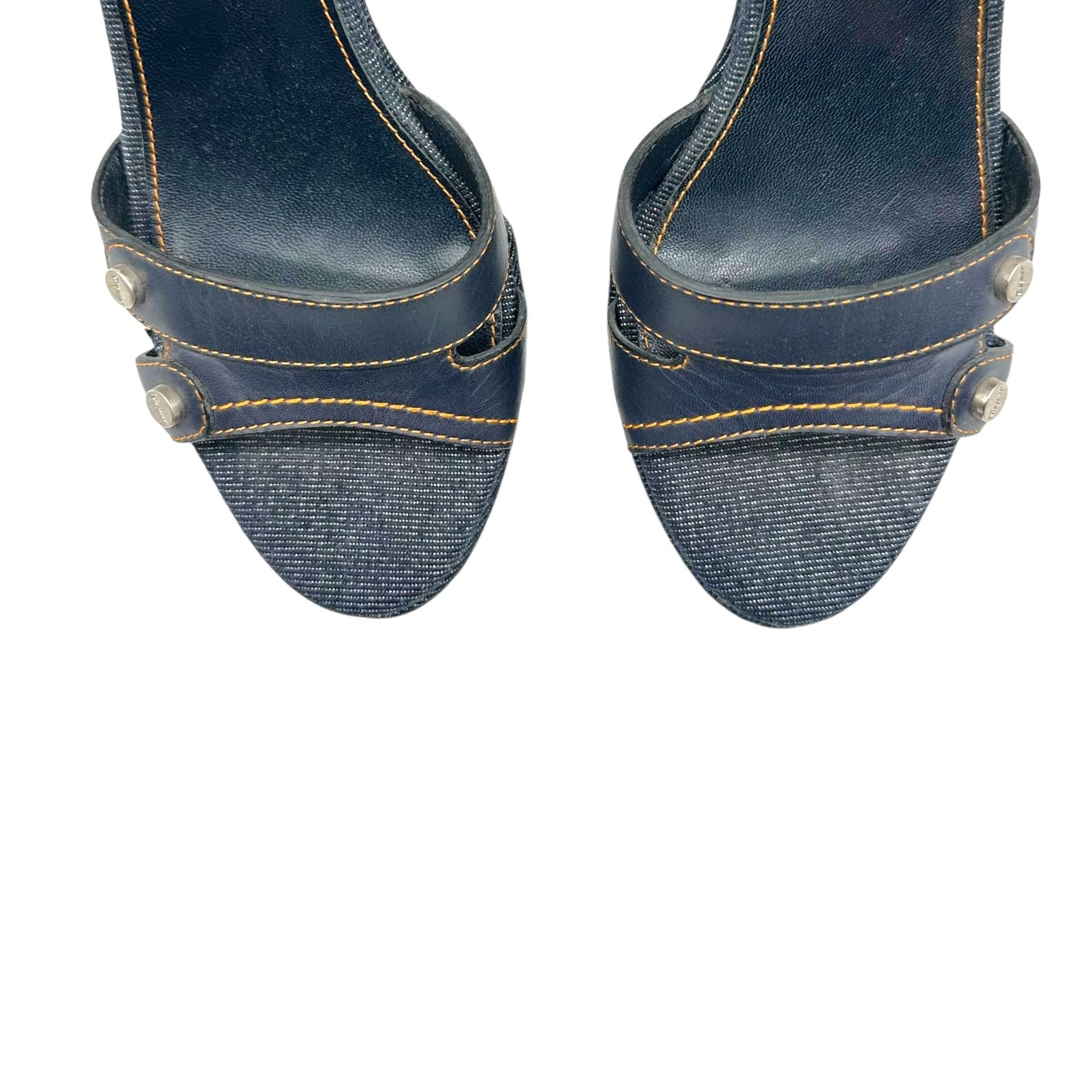 Salvatore Ferragamo Denim Mule Wedge Sandals