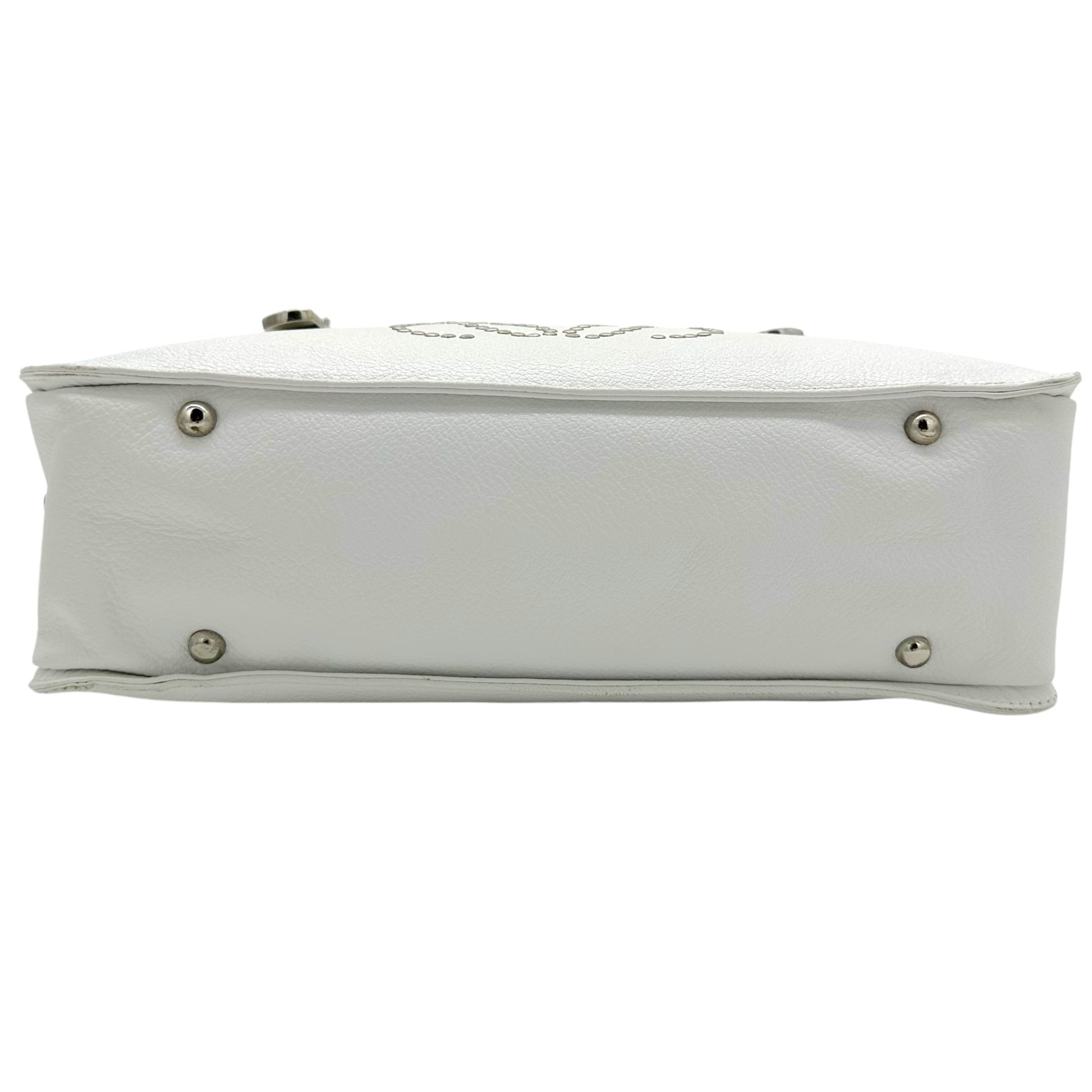 Loewe Studded Anagram White Leather Shoulder Bag - Outfit Repeater