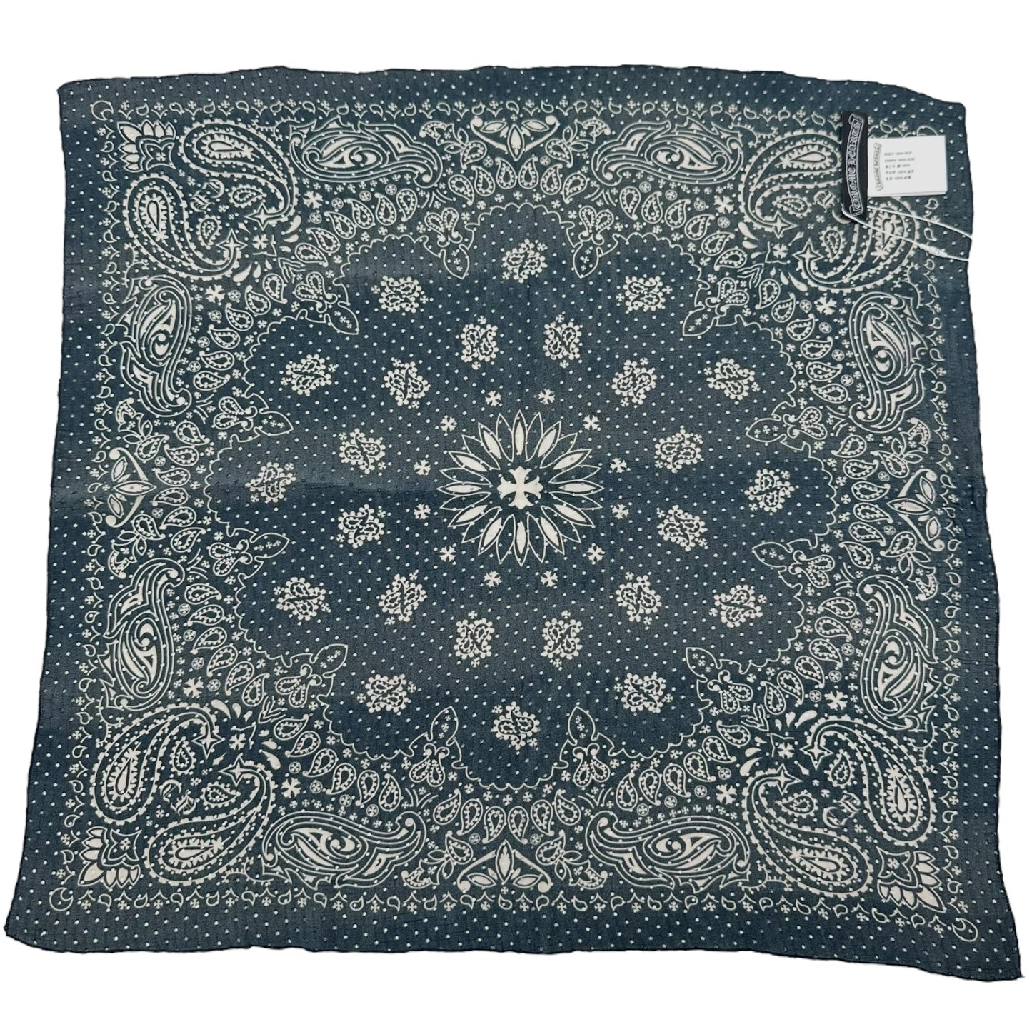 Chrome Hearts Navy Blue Silk Bandana Scarf
