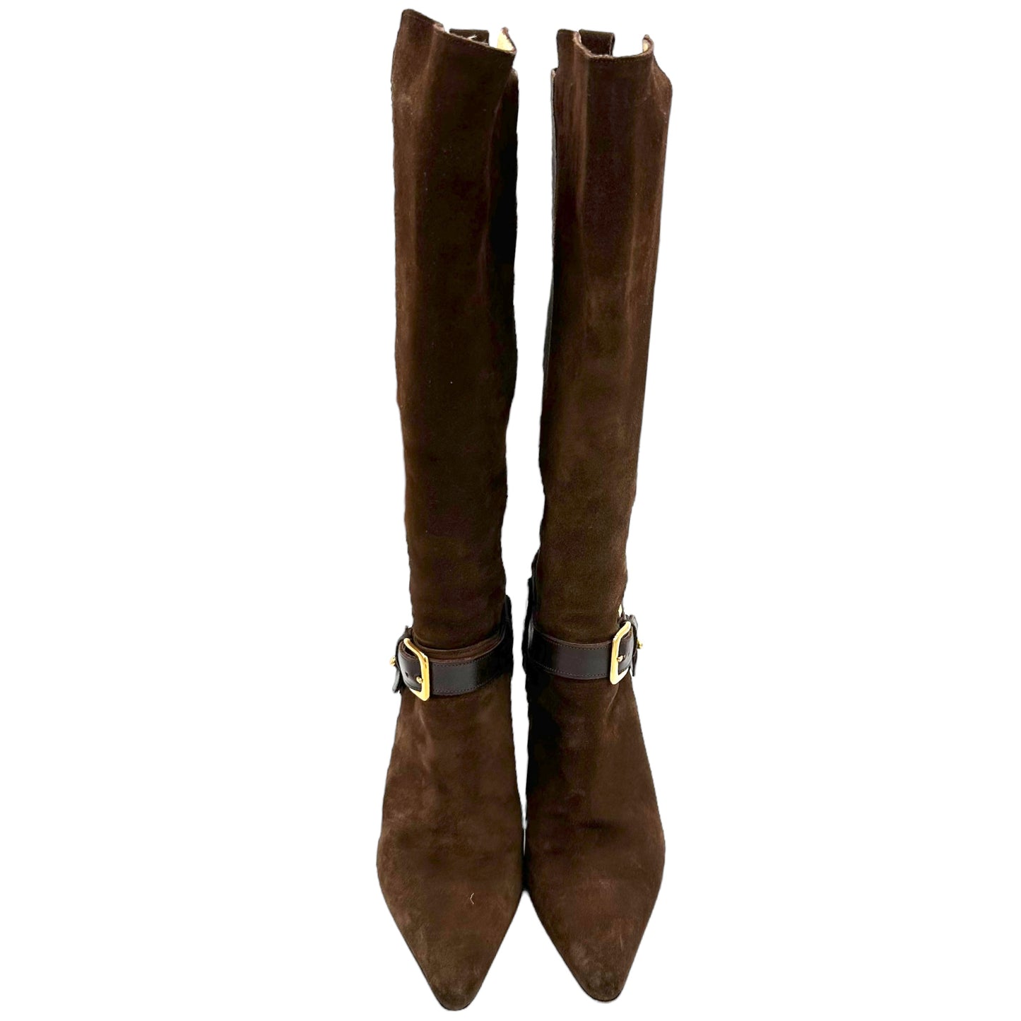 D&G Dolce & Gabbana Brown Suede Heeled Boots