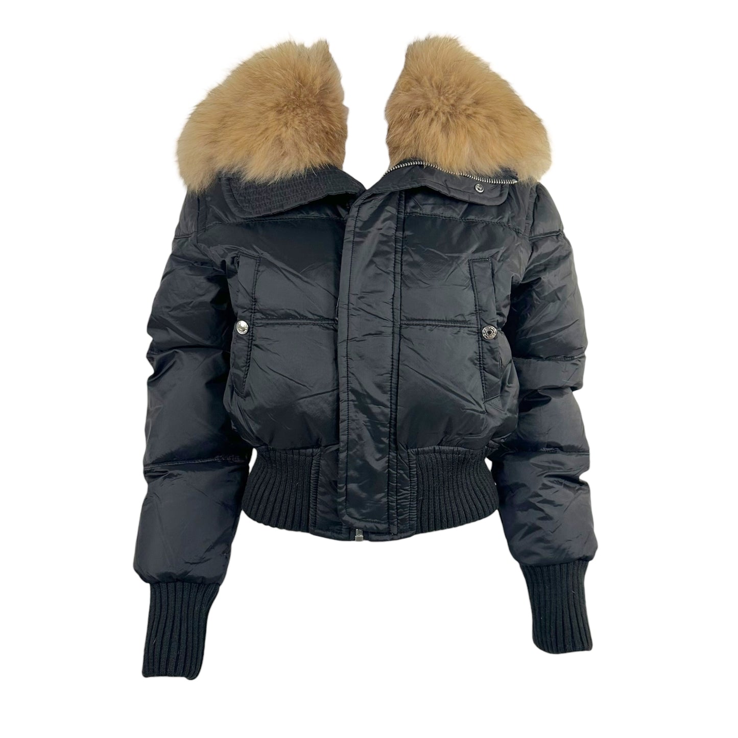 Dsquared2 Black Cropped Fur Hood Jacket - Outfit Repeater
