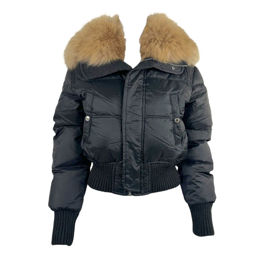 Dsquared2 Black Cropped Fur Hood Jacket - Outfit Repeater