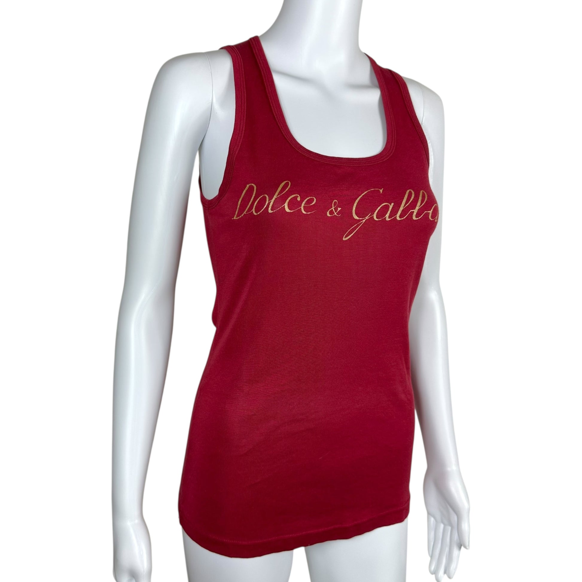 Dolce & Gabbana Pink & Gold Logo Tank - Outfit Repeater