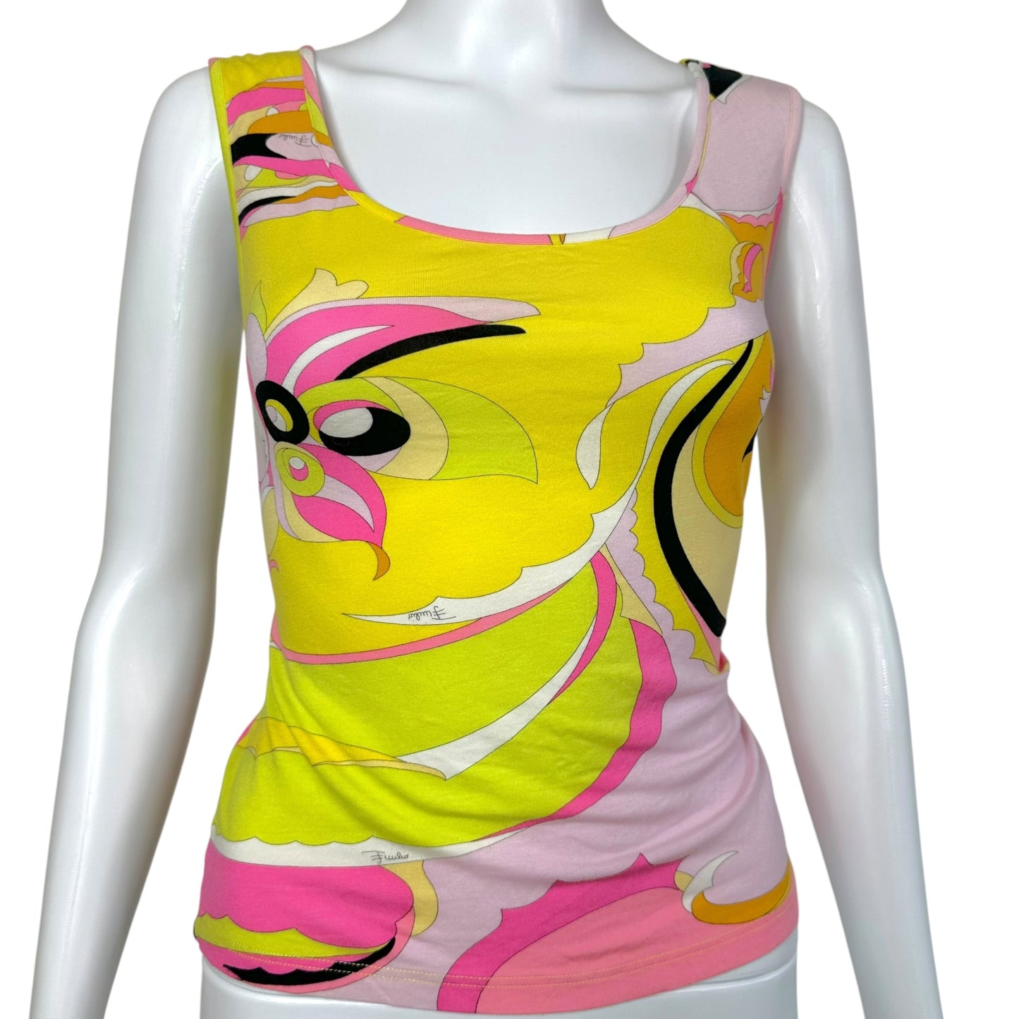 Emilio Pucci Pink & Yellow Printed Tank Top
