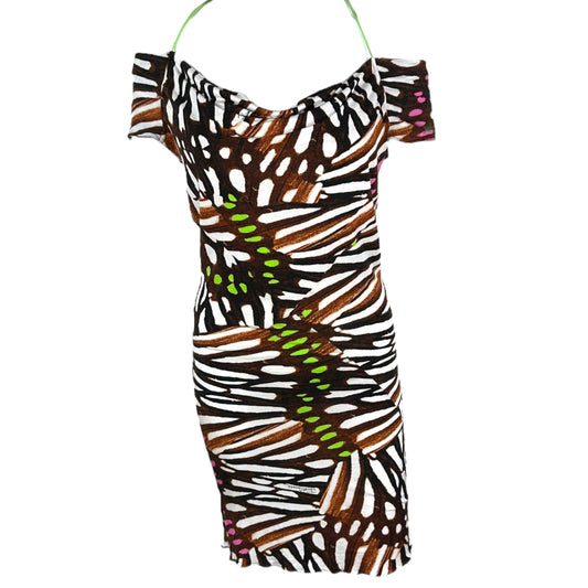 Just Cavalli Roberto Cavalli Brown & Pink Printed Mini Dress
