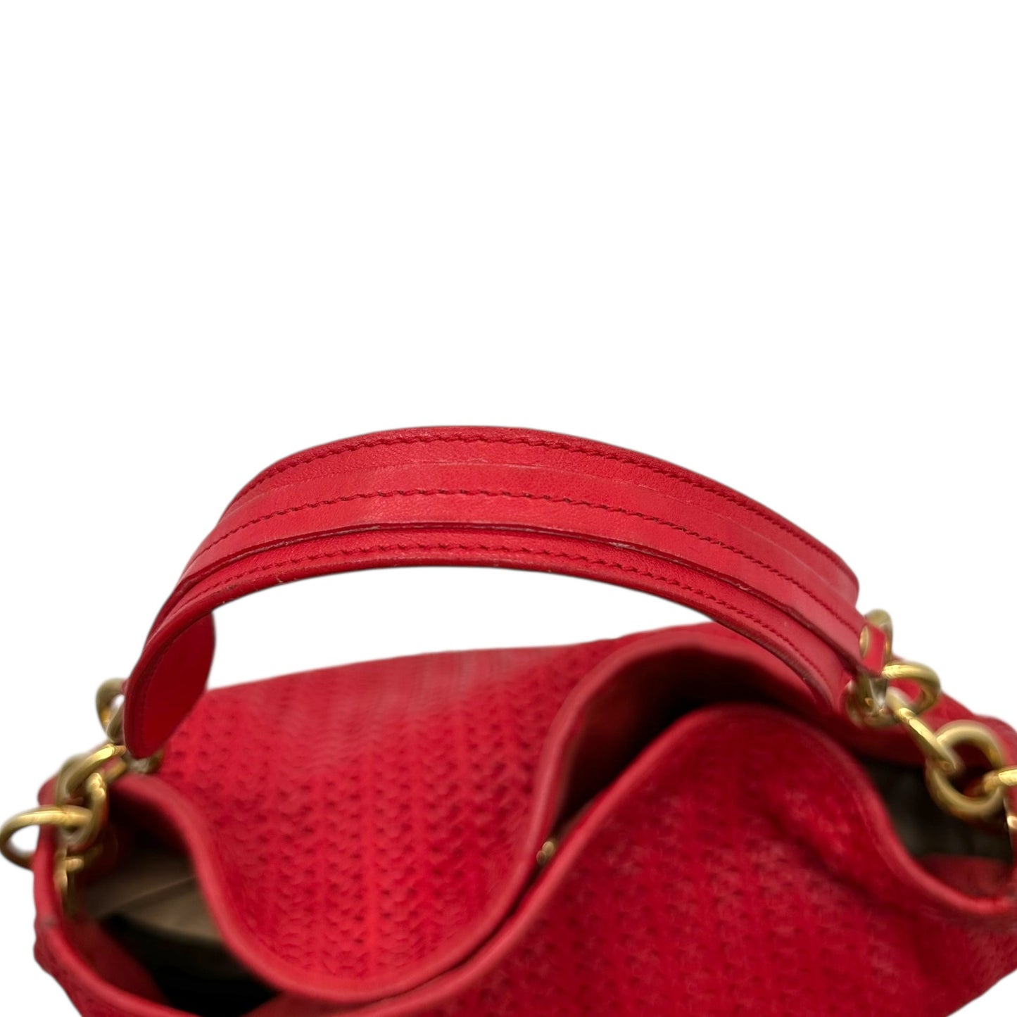 Christian Dior Red Leather Intrecciato Woven Hobo Bag