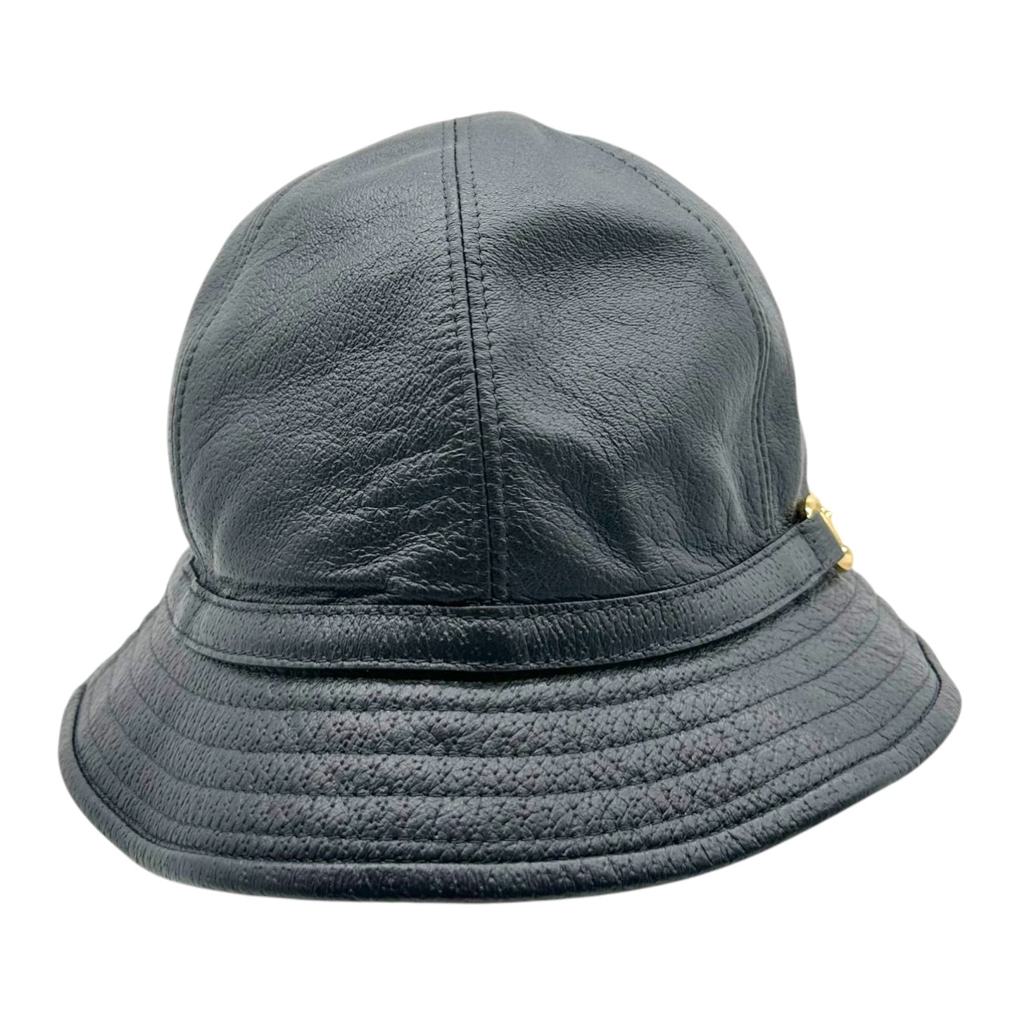 Gucci Leather Gold Horsebit Bucket Hat