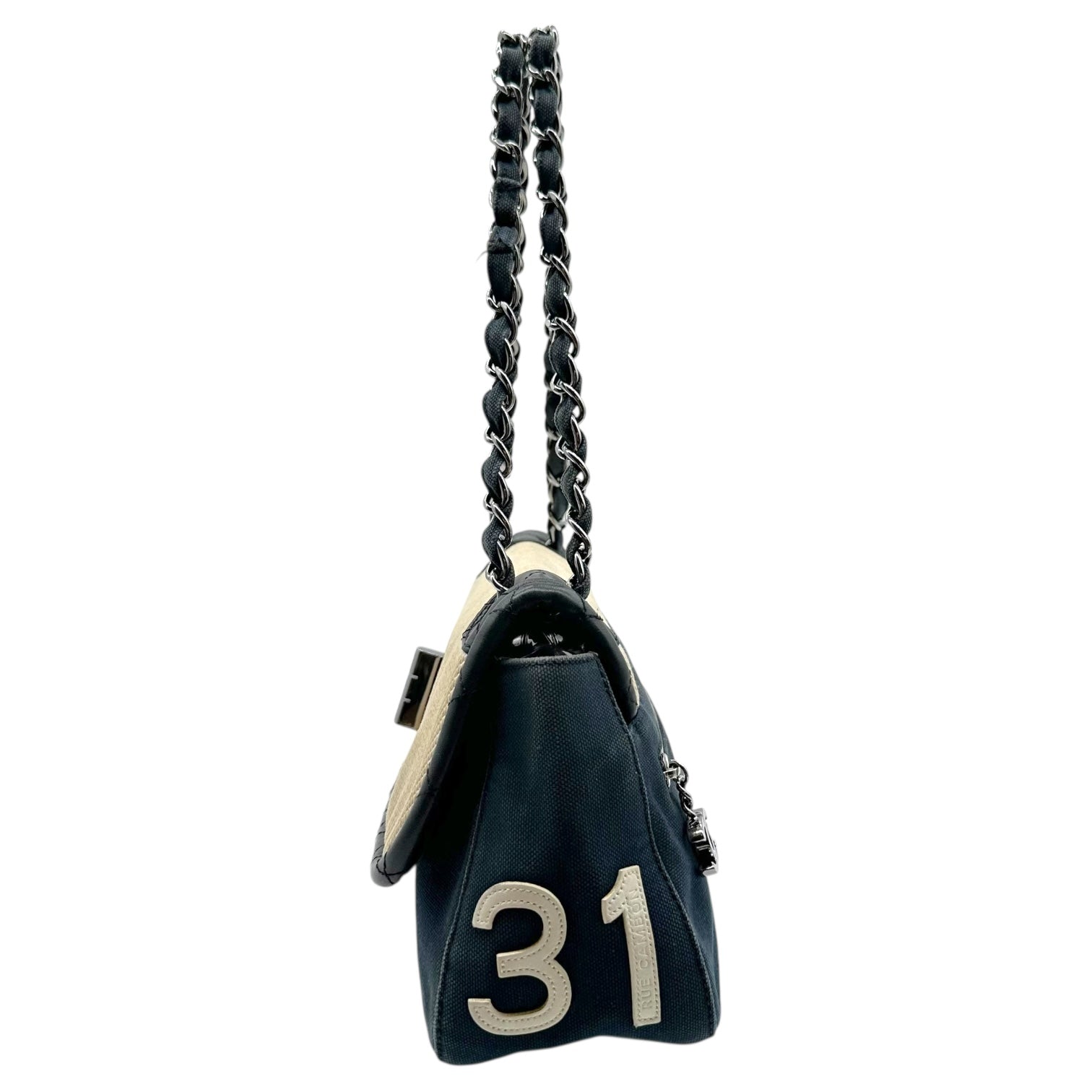 Chanel Sport Navy & Ivory Canvas Mini Flap Bag - Outfit Repeater