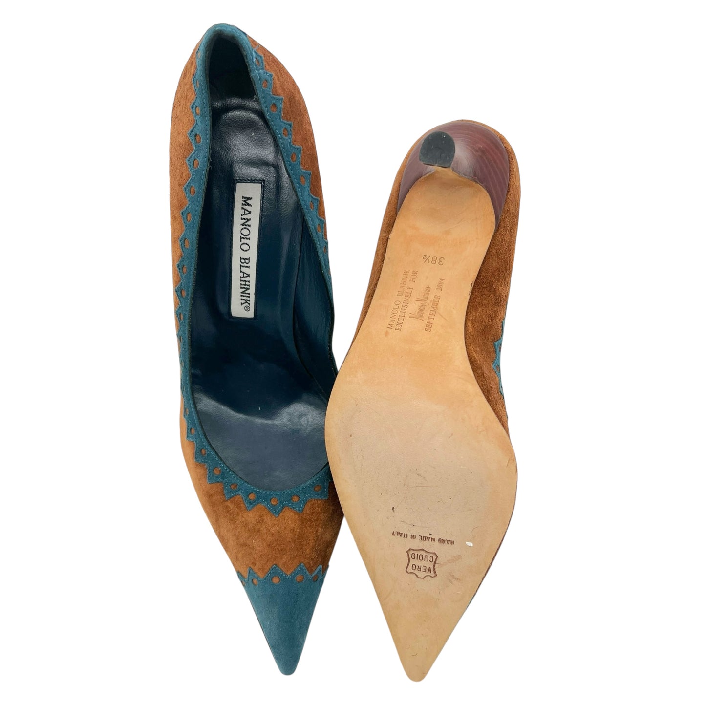 Manolo Blahnik 2004 Suede Western Style Pointed Toe Heels