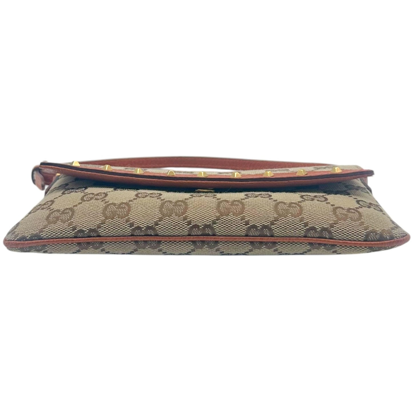 Gucci Tan Monogram & Studded Leather Pochette Bag