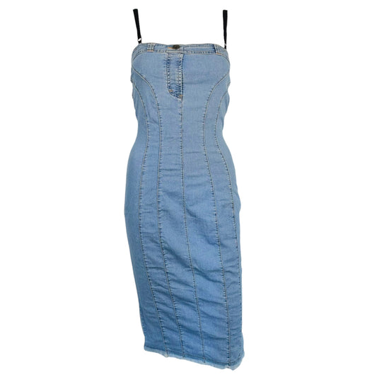 D&G Dolce & Gabbana Denim Open Back Midi Dress