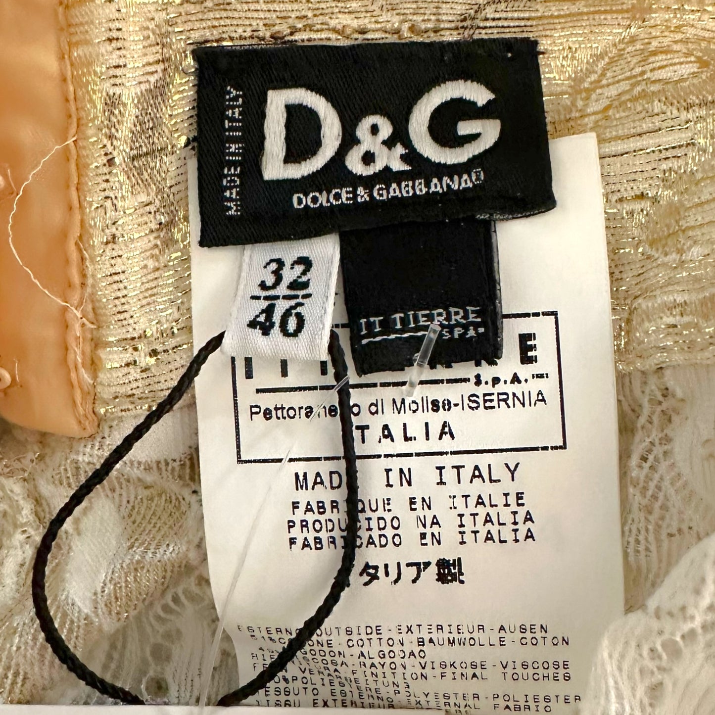 D&G Dolce & Gabbana Ivory Lace Semi-Sheer Babydoll Top NEW